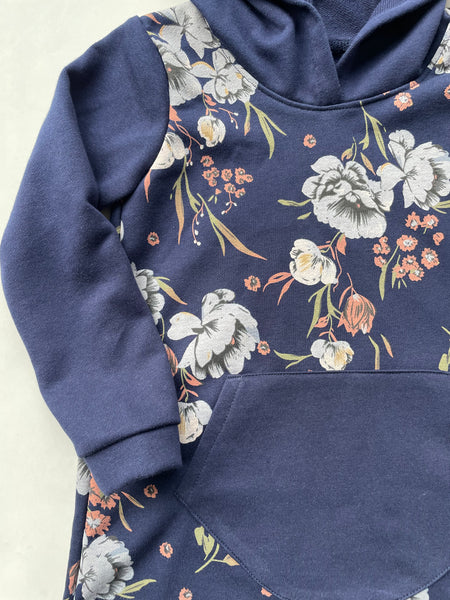 Hooded Dress - Navy Floral