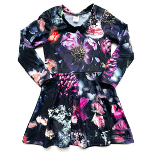 Twirl Dress Black Floral - Long/Short Sleeve - Size 3,4 and 5