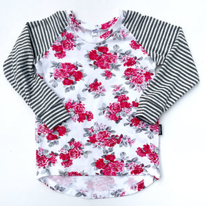 White Floral Long Sleeve Top - Size 12