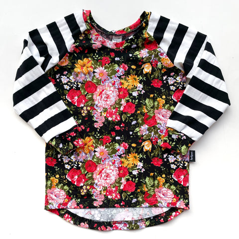Black Floral Long Sleeve Top - Size 3