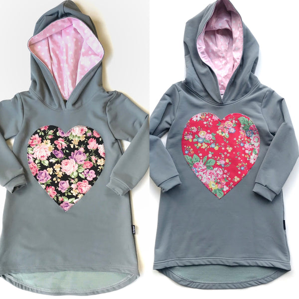 Merino Blend Hooded Dress - Light Grey - size 5