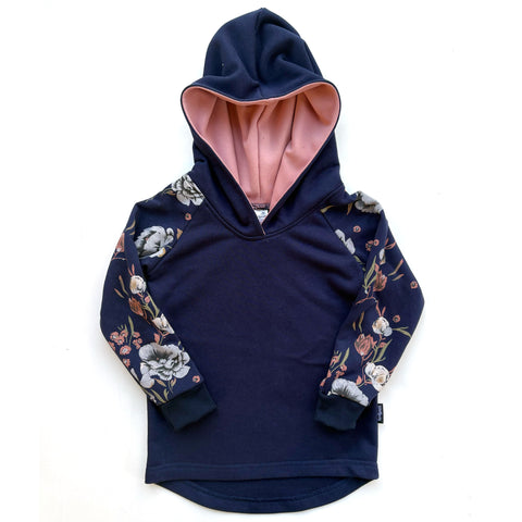 Navy/Blush Floral Hoodie - Size 2