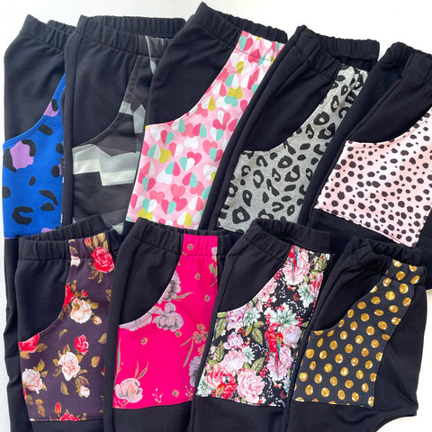 Harem Track Pants - Black, Random Pockets