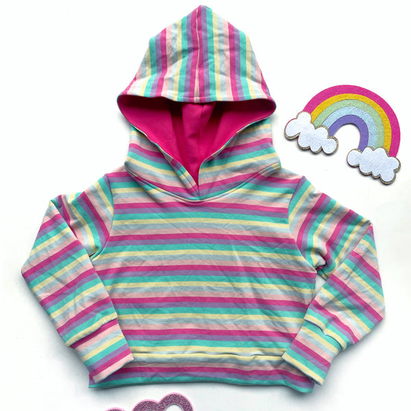 Rainbow Stripe Crop Hoodie