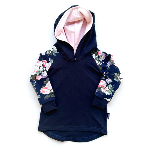 Navy/Pink Floral Hoodie - Size 1
