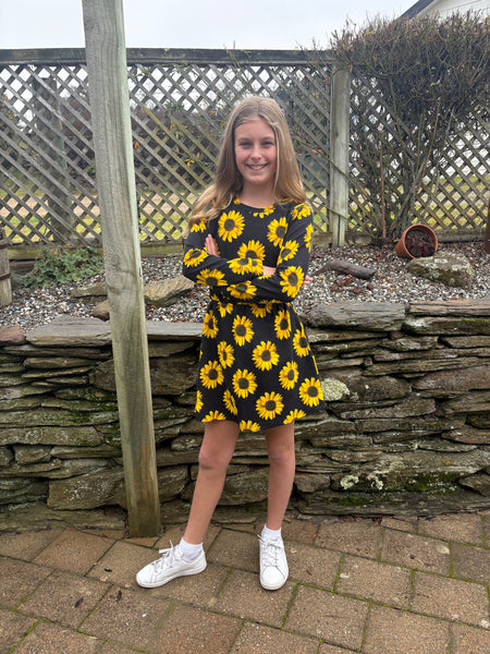 Waisted Dress - Sunflower - Long Sleeve