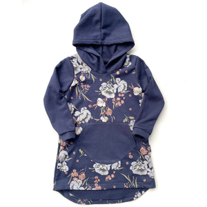 Hooded Dress - Navy Floral - Size 4, 7 and 8