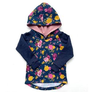 Navy Floral Hoodie