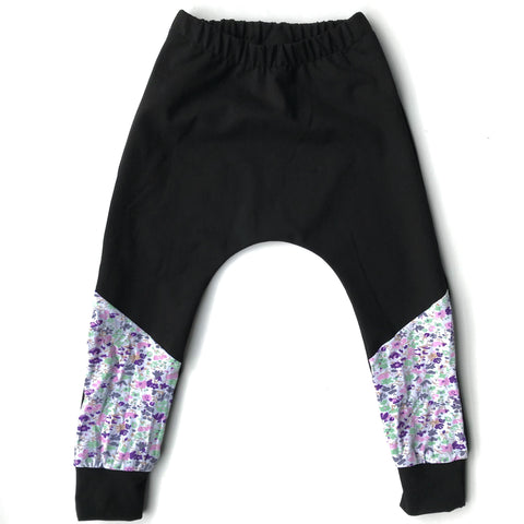 Floral Spliced Harem Pants
