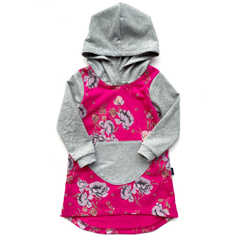 Hooded Dress - Pink Floral - size 14