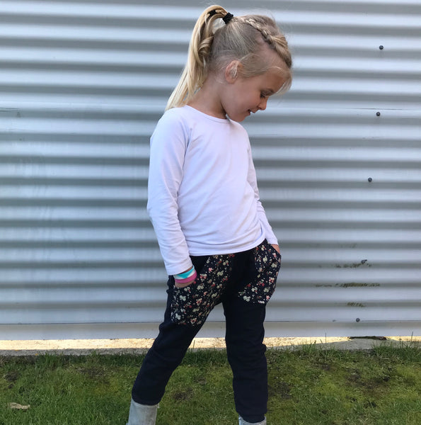 Harem Track Pants - Navy, Random Pockets
