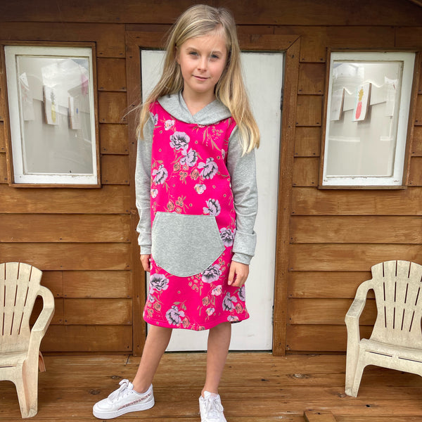 Hooded Dress - Pink Floral