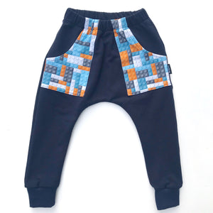 Harem Track Pants - Navy Bricks