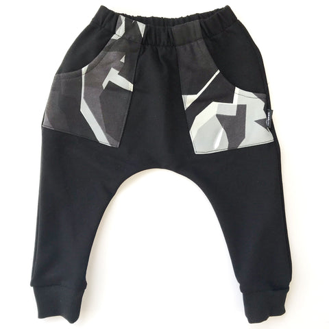 Harem Track Pants - Black Shapes