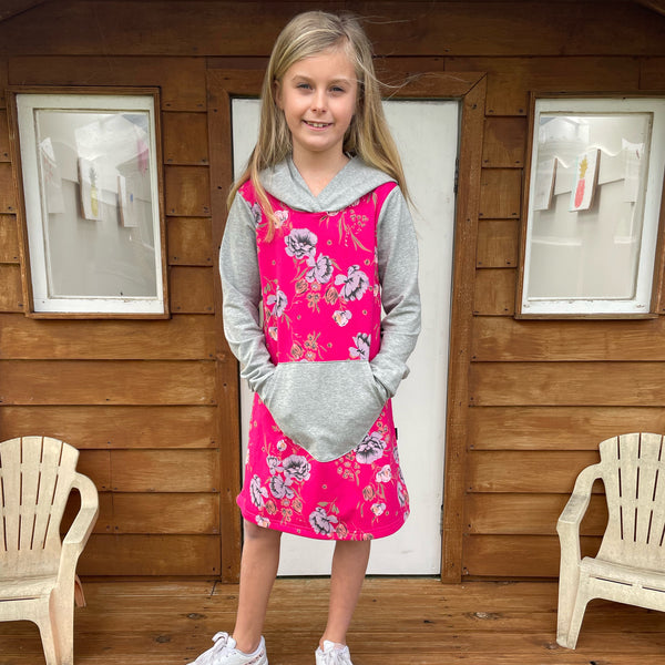 Hooded Dress - Pink Floral