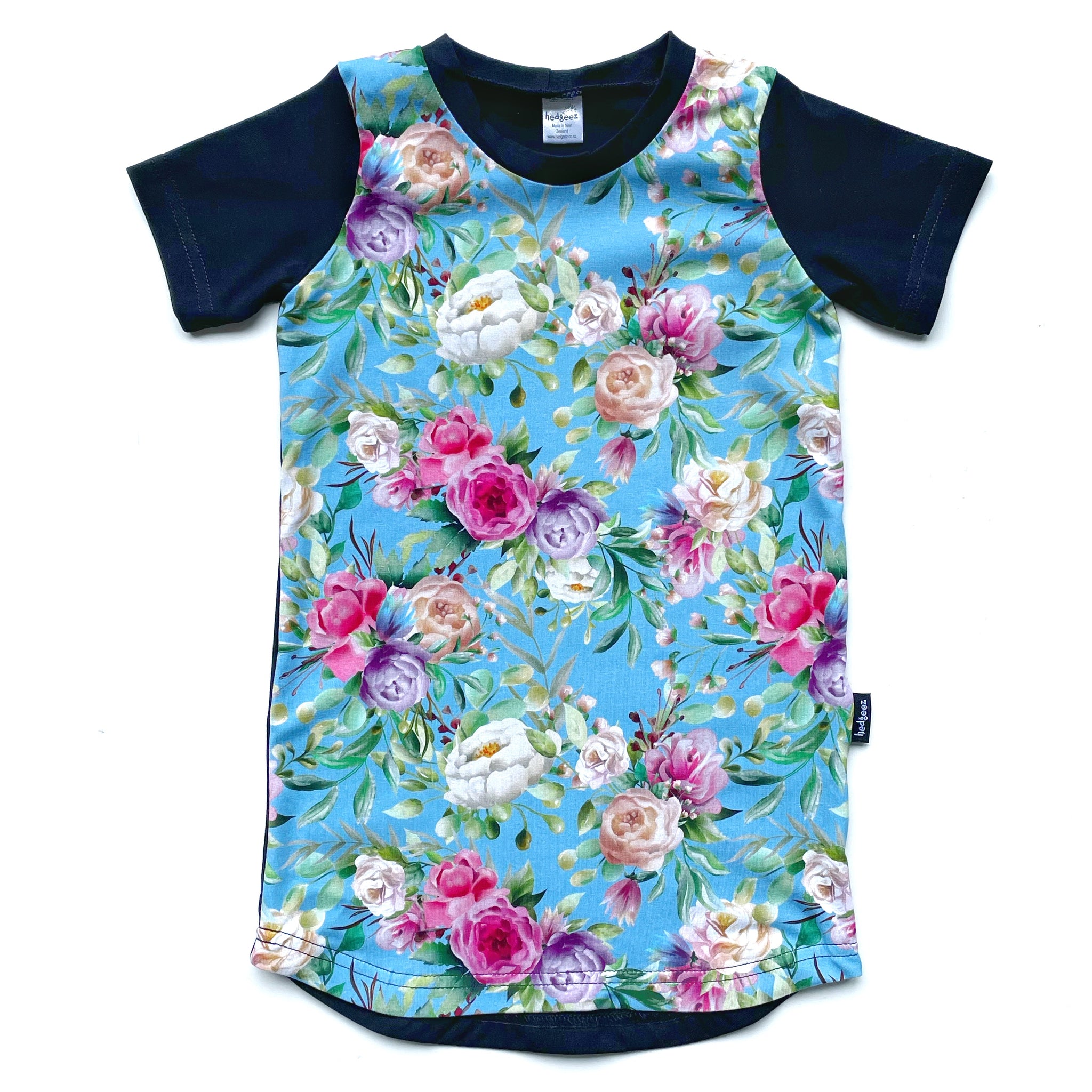 T-Shirt Dress - Bright Blue Floral