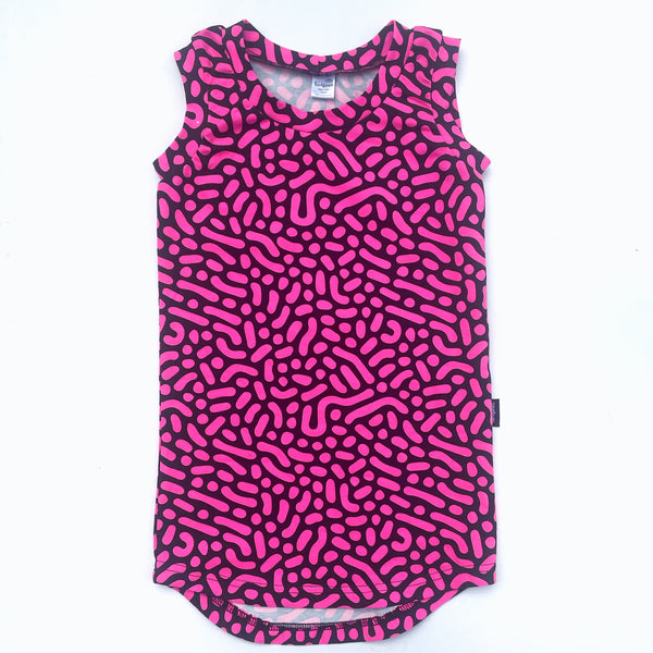 Singlet Dress - Pink Squiggle Size 3