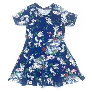 Twirl Dress Blue Floral - Short Sleeve