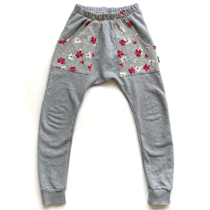 Harem Track Pants - Grey Floral