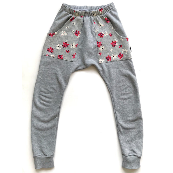 Harem Track Pants - Grey Floral