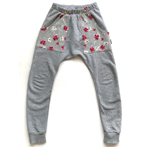 Harem Track Pants - Grey Floral